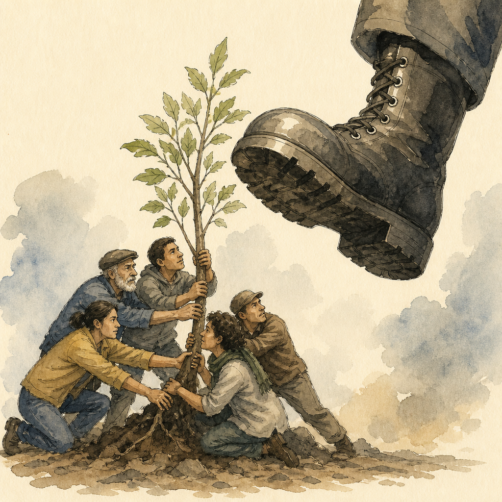 Editorial drawing — Early courage